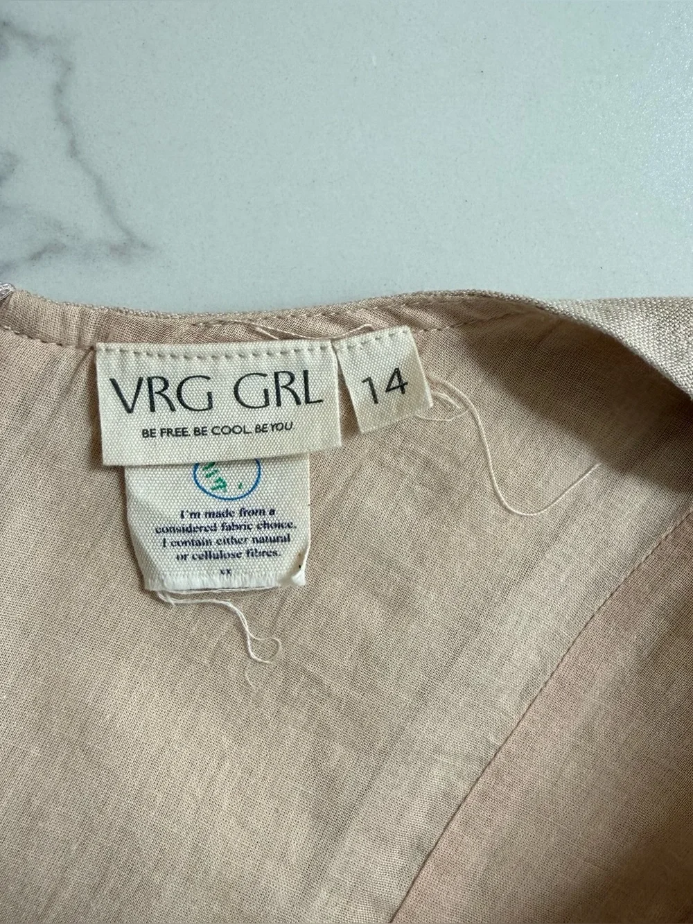 VRG GRL Tia Linen Mini Dress - Oatmeal - Size 10 - Picture 4 of 8
